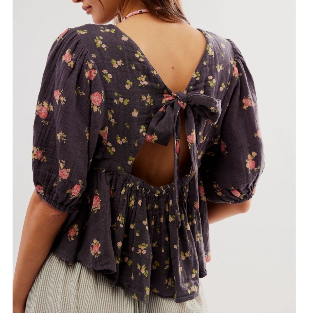 Free People NWT Cloe printed top sz M - Picture 2 of 4